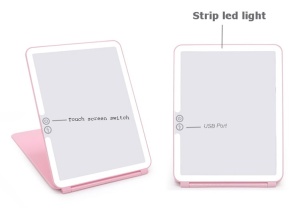 professing cosmetic led lighted Touch sensor switch 1000mah makeup mirror with light