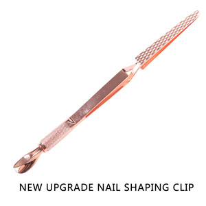 TSZS Rose gold Multi-Functions Stainless Steel Nail Shaping Tweezers Clip Remover Pushing Nail Cuticle Manicure Tool