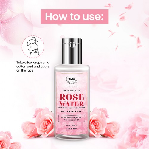 TNW-The Natural Wash Steam Distilled Rose Water for Toning & Hydrating Skin 200ml