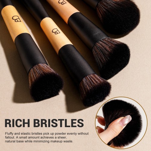 Eco-Friendly 6Pcs Double-Ended Natural Bamboo Makeup Brush Set Premium 12-Function Vegan Cosmetic Brushes with Travel Pouch Wholesale