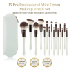 Professional 15 Pcs Mint Green Makeup Brush Set Vegan Synthetic Brushes Make up Set Private Label Makeup Brushes Set with Bag