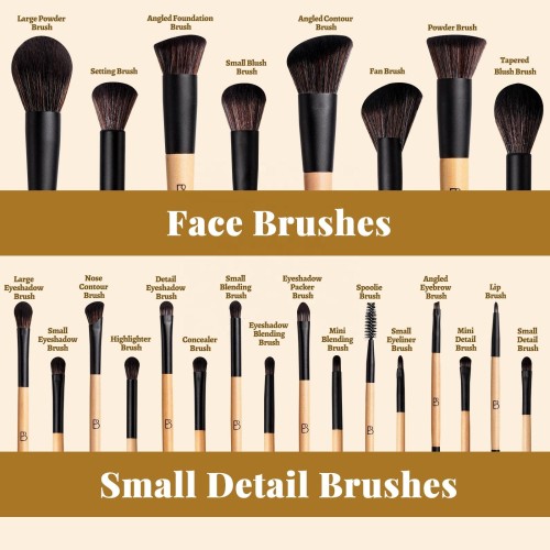 Eco-Friendly 6Pcs Double-Ended Natural Bamboo Makeup Brush Set Premium 12-Function Vegan Cosmetic Brushes with Travel Pouch Wholesale