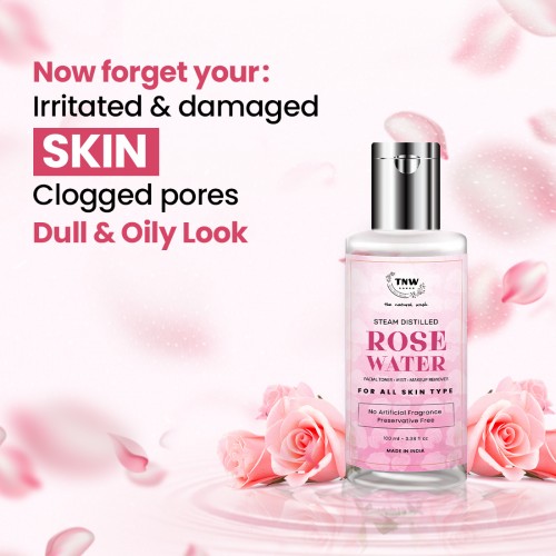 TNW-The Natural Wash Steam Distilled Rose Water for Toning & Hydrating Skin 200ml