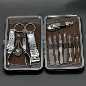 12pcs/kit Manicure And Pedicure Nail Clipper Set Stainless Steel Nail Care Tools And Equipment With Leather Case