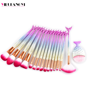 15pcs Professional Glitter Foundation Mermaid Makeup Brush cosmetic tools