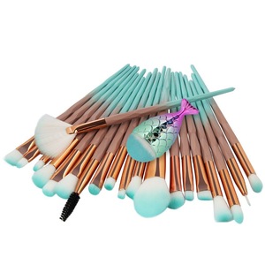 20 pcs Lucky fish  No logo and oval makeup brush blue hair Brush Tool