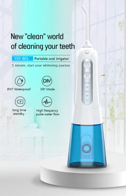 Blue Rechargeable Cordless Oral Irrigator 300ml with Powerful Jet