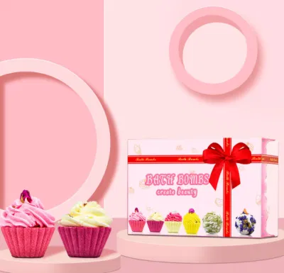 Body Care Supplier Fizzer Ball Kit with Custom Logo Handmade Fizzzy Cup Cakes Shaped Bubble Bath Bomb Set