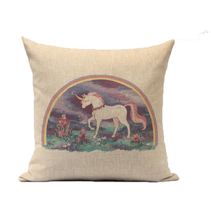 Cotton Linen Cushion Cover Unicorn Birthday Party Supplies Hold Hug Pillow