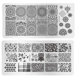 Custom XY-J series 6*12cm nail art stamping plates rectangle nail art stamp plate