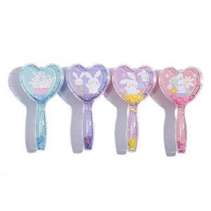 Cute Cartoon Animal Print Heart Shape Quicksand Flash Powder Hair Comb Transparent Harborste av plast Plastic Hair Brush