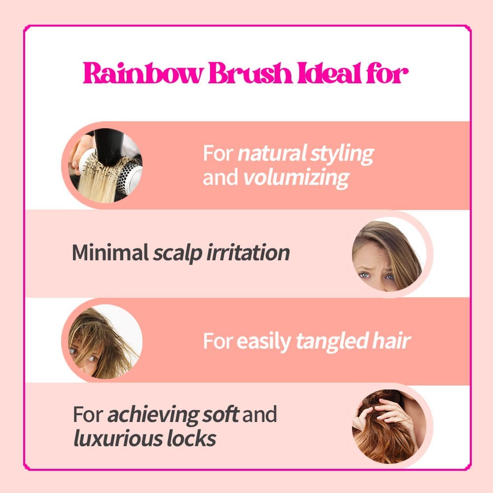 Eyecandy rainbow volume S hair brush Compact, soft &amp; easy detangling, natural hair volume
