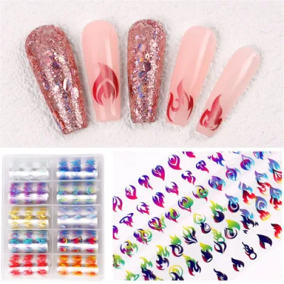 Flame Flower Pattern Transfer Art Nail Foil for DIY Manicure