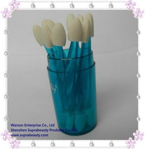 New Design Soft Latex Sponge Eye Shadow Applicator with Transparent Plastic Handle for Makeup