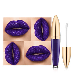 OEM Private Label Makeup Waterproof Shimmer Lip Gloss Glitter Purple Lip Liquid Lipstick