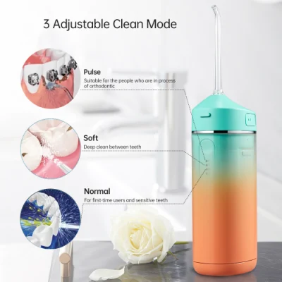 Portable 3 Modes 220ml Water Tank Rechargeable Ipx7 Oral Care Water Flosser Teeth Cleaning with 4 Function Nozzles