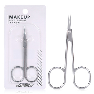 Professional Makeup Curve Tip Cuticle Nail SS Silver Eyebrow Cutting Beauty Tool Eyebrow Scissors