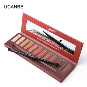 Wholesale UCANBE Brand Makeup 12 Colors Matte Molten Rock Heat Eyeshadow Palette Shimmer Smoky Eyes Shadow with Brush Set Smooth