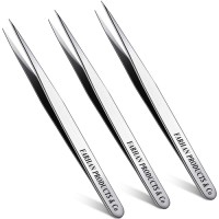 3PCS Straight Pointed Tip Tweezers Stainless Steel Eyelash Eyebrow Tweezers Pointed Blackhead Remover Eyebrow Splinter Removal