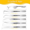 6 Pieces Lash Eyelash Extension Tweezers Set Stainless Steel Straight and Curved Tip Volume Lash Tweezers False Lash Application