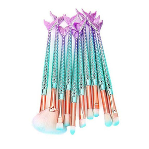 10pcs Face Eyeliner Eyebrow Blushes Lip Blending Mermaid Makeup EyeShadow Brush Set