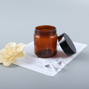 50ml, 100ml, 120ml  plastic amber brown PET cream jar large cosmetic container with black lid