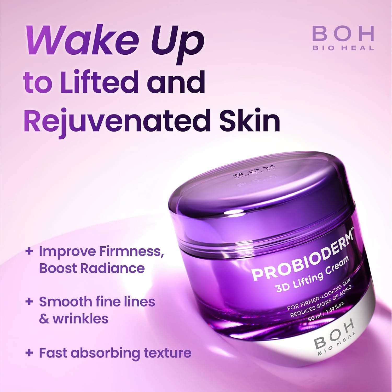 BIOHEAL BOH Probioderm 3D Lifting Cream 1.7 fl oz  Advanced Korean Anti-Aging Probiotics Facial Nig