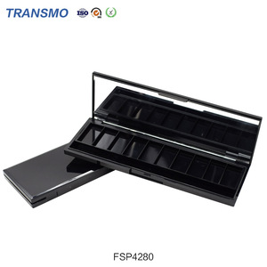 China Supplier Plastic Makeup Palette Wholesale 10 Empty Black Private Label Eye Shadow Palette Case With Mirror