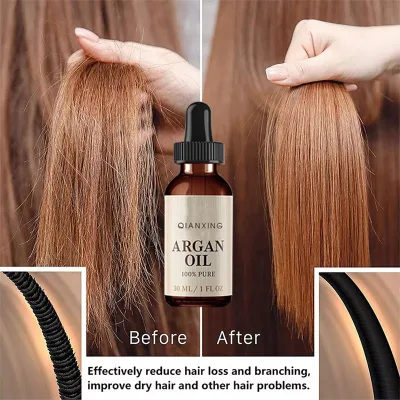 Custom Logo Natural Argan Essential Oil Hair Serum for Men Women