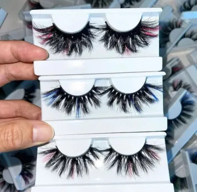 High Quality Wholesale Eyelashes 16mm 18mm 20mm 22mm 25mm Full Strip Fluffy Curly Thick Messy Color Mink Lashes