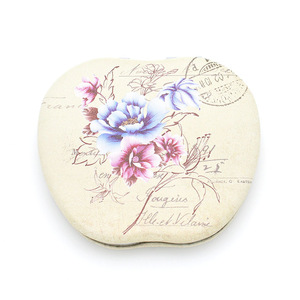 New item cheap PU leather desktop pocket makeup mirror with printing