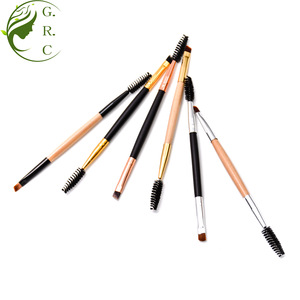 Private Label Eco Kabuki Gold Makeup Tools Display Duo Double Dual Sided Ended Hair Single Angle Eyelash Spoolie Eyebrow Brush