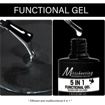 Professional 5 in 1 Functional Nail Art Gel Base Coat Top Coat Building Gel Nail Extension Diamonds Glue