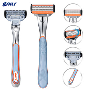 rubber metal handle Five blades Razor with lubricating strip