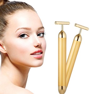 Slimming Face 24k Gold Vibration Facial Beauty Roller Massager Stick Lift Skin Tightening Wrinkle Stick Bar Face Skin Care