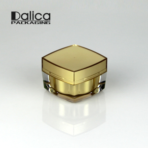Square Oem Containers Cosmetic Packaging Plastic Cream Jar with Gold cap