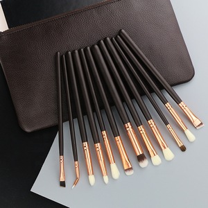 Wooden Makeup Face Kit 15pcs Rose Gold Pouch Belt Tool Bag Brush Make Set Up