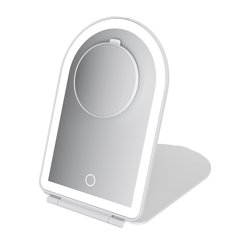 New Portable Folding Arch-shaped Magnetic Closure 10X Magnify There-Color Lights LED Makeup Mirror