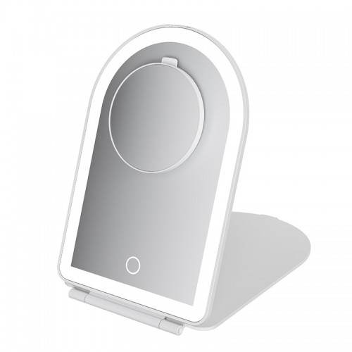 New Portable Folding Arch-shaped Magnetic Closure 10X Magnify There-Color Lights LED Makeup Mirror