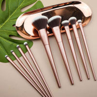 Custom Private Label 9 Pcs Rose Gold Makeup Brush Set Soft Synthetic Hair Powder Foundation Eyeshadow Cosmetic Brushes Wholesale
