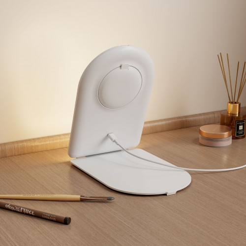 New Portable Folding Arch-shaped Magnetic Closure 10X Magnify There-Color Lights LED Makeup Mirror