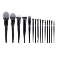Wholesale Custom Logo 14 Pcs Makeup Brush Set Soft Synthetic Hair Cosmetic Brushes with Clear Window Travel Bag