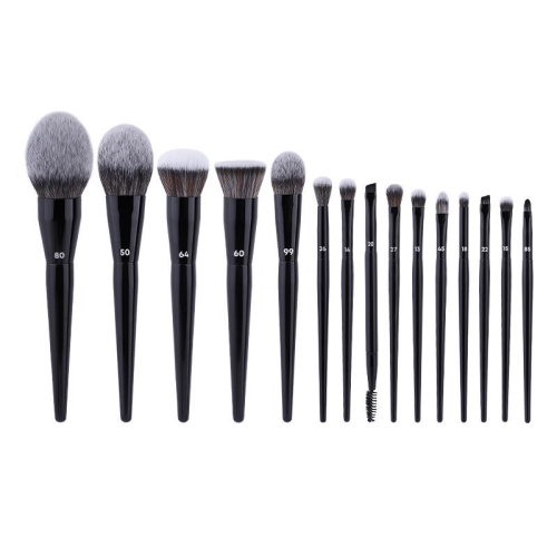 Wholesale Custom Logo 14 Pcs Makeup Brush Set Soft Synthetic Hair Cosmetic Brushes with Clear Window Travel Bag