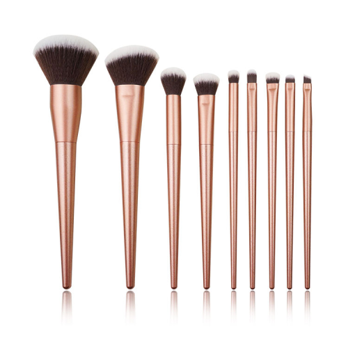Custom Private Label 9 Pcs Rose Gold Makeup Brush Set Soft Synthetic Hair Powder Foundation Eyeshadow Cosmetic Brushes Wholesale