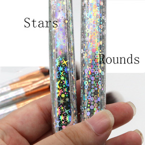 10pcs New Design Girls Cosmetic Brush Plastic Glitter Stars Handle Nylon Hair Power Blush Eyeshadow Makeup Brush