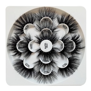 2019 New Products 25MM 27MM 30MM Big 7 Pair 3D Mink False Eyelashes Eyelashes With Flower Trays Packaging