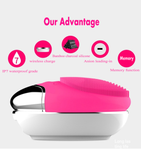 Amazon Hot Wireless Waterproof Electric Sonic Silicone Facial Cleansing Brush