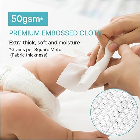 Bebesup Light Wet Wipes, Embossed 80 Sheets With Cap (50GSM)