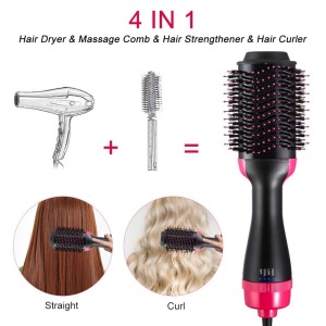 Drop shipping 1000W Hair Dryer Hot Air Brush Styler and Volumizer Hair Straightener Curler Comb Roller One Step Blow Dryer Brush