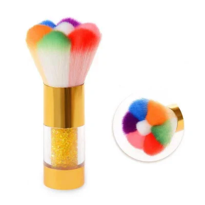 Factory Direct Supply Nail Tools Colorful Brush with Diamond Dust Brush Nail Cleaning Brush Dust Brush Makeup Brush Loose Powder Brush Rainbow Brush